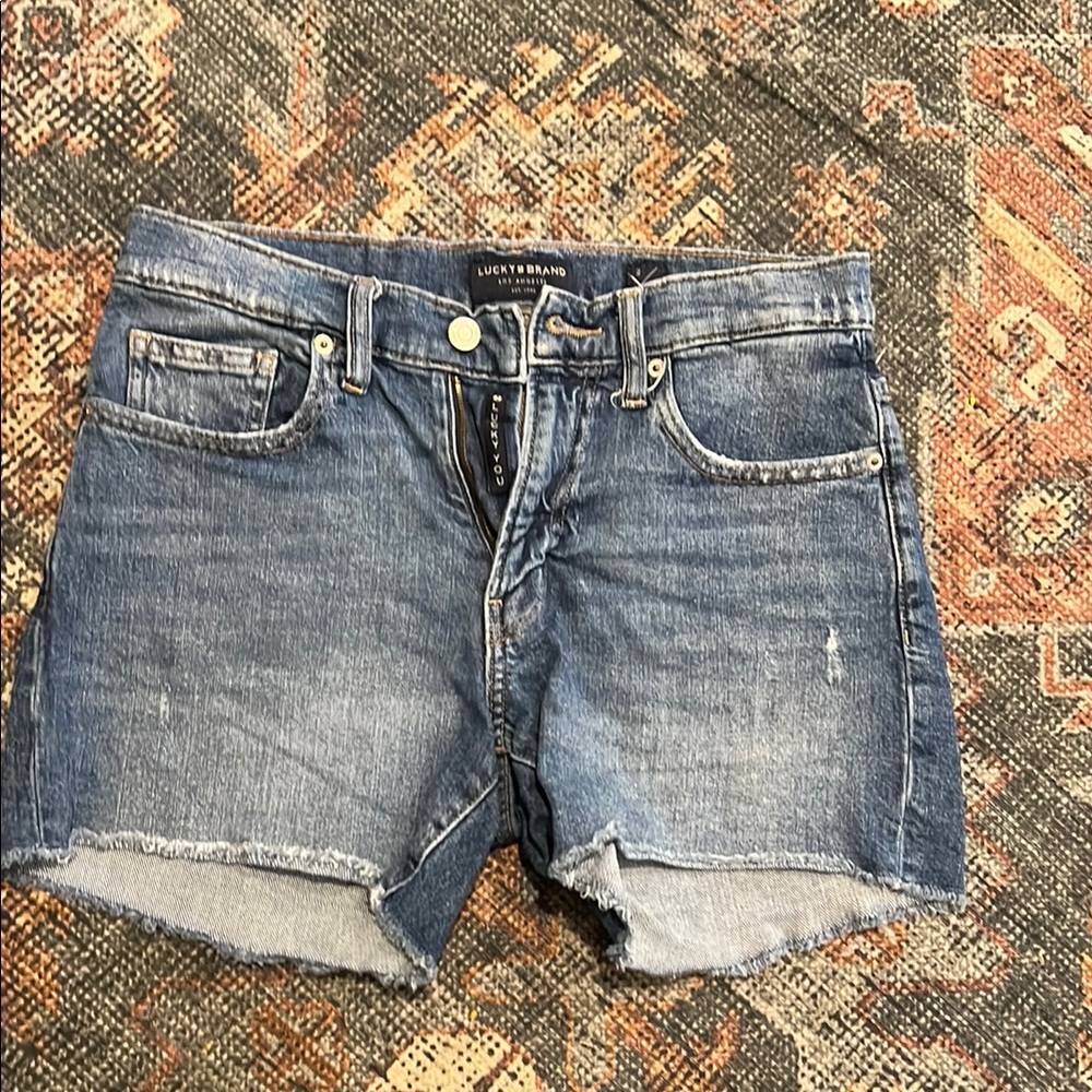 Lucky Brand Blue Jean Shorts with Distressed Vintage Look